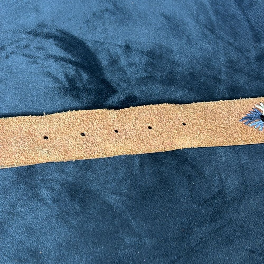 Lucky Brand Brown Leather Belt with Embroidered Detail - Picture 7 of 9